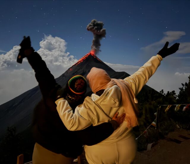 Next up: Acatenango. 🌋

If you’ve done this hike, you already know... this thing is BRUTAL 😂🥵

For about 6 hours you’re climbing from roughly 8,000 ft to over 12,000 ft, and as someone who lives at sea level, I was absolutely feeling every step. The incline just keeps going, the air gets thinner, and at multiple points I questioned my life choices 😅

BUT WOW.

Now I can officially say I’ve watched a volcano erupt 🌋🔥

Seeing Fuego erupt across from us from base camp was one of the coolest things I’ve ever experienced. It’s hard to describe what it’s like to watch the Earth literally doing its thing right in front of your eyes.

What made the experience even better was the crew I got to share it with. We laughed, danced, encouraged each other, and somehow made our way up that mountain together 🫶 and ofcourse, the latinas brought the party 💃🏻 

By the time we reached base camp, every step felt worth it. The views, the volcano, the conversations, the shared accomplishment—it all made for an unforgettable experience.

And perhaps equally memorable as the volcano eruptions: somehow ending up in a Florida Highway Patrol sweater courtesy of @wichoandcharlies while smoking a doobie on the side of a Guatemalan volcano 🌋 As a Florida girl, that felt iconic asf. 💁🏻‍♀️

Would I recommend it? Absolutely.

Would I tell you to prepare appropriately? Also absolutely 😂

Good hiking shoes, layers, snacks, hiking sticks, water, and a healthy respect for the mountain are non-negotiable. This hike is not for the faint of heart, but if you’re up for the challenge, it’s one heck of an adventure. 🌋✨